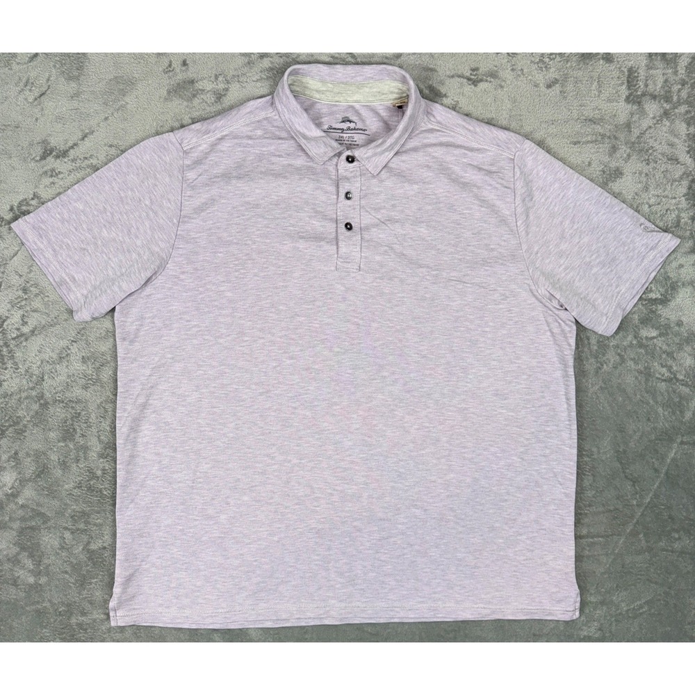 Tommy‎ Bahama Polo Shirt Mens 3XL Heather Purple Short Sleeve Soft Modal Blend